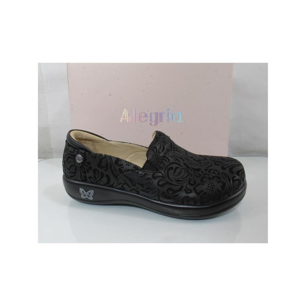Alegria Keli Kel-431 Size 9 EUR 39 Slip On Clogs Comfort Black Embossed Paisley